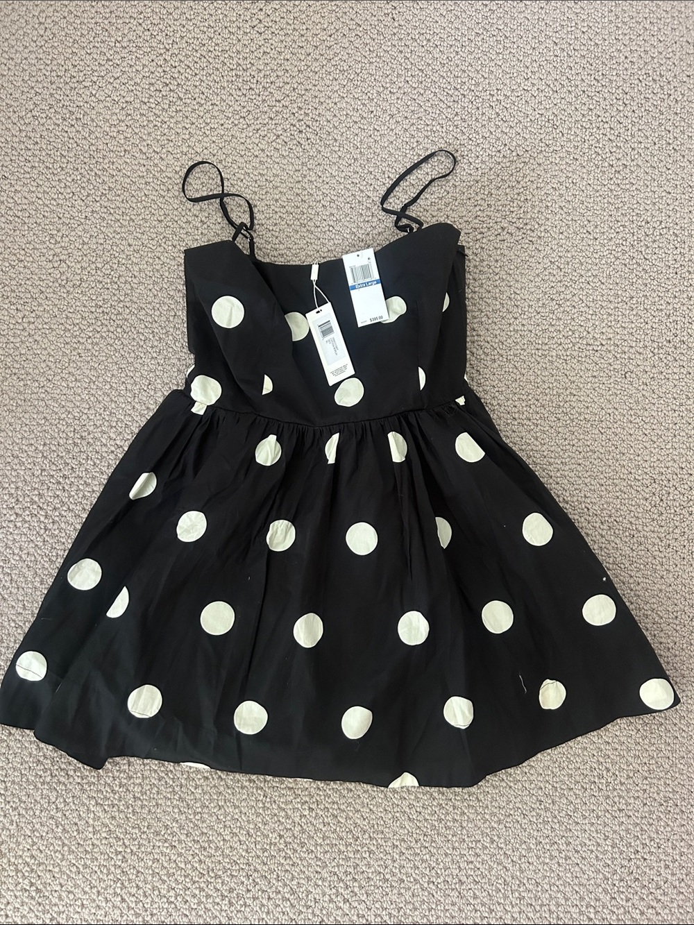 NWT Ciao Lucia Nadine Polka Dot Mini Spaghetti Strap Black & White Dress Size XL